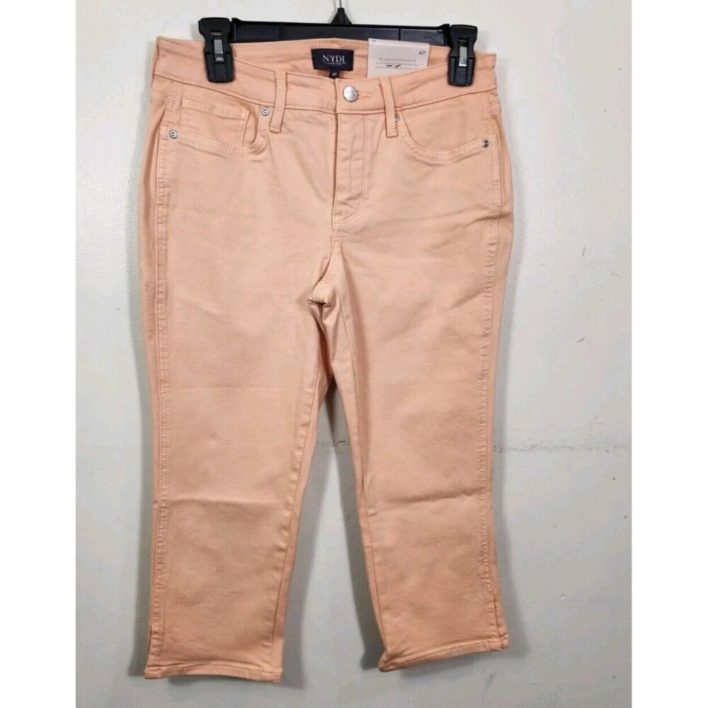 Nydj Chloe Women's Size 4P Petite Capri Jeans Melon Side Slits Stretch -26
